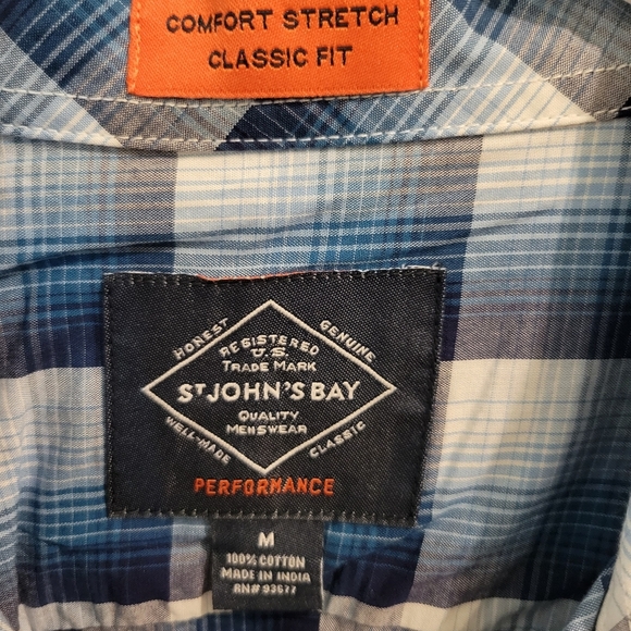 St John's Bay Mens Blue Performance Comfort Stretch Classic Fit Button up size M - Picture 5 of 5